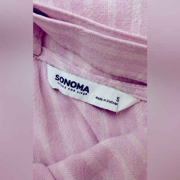 Lavender Striped Linen Midi Dress Sz Small - Picture 4 of 6